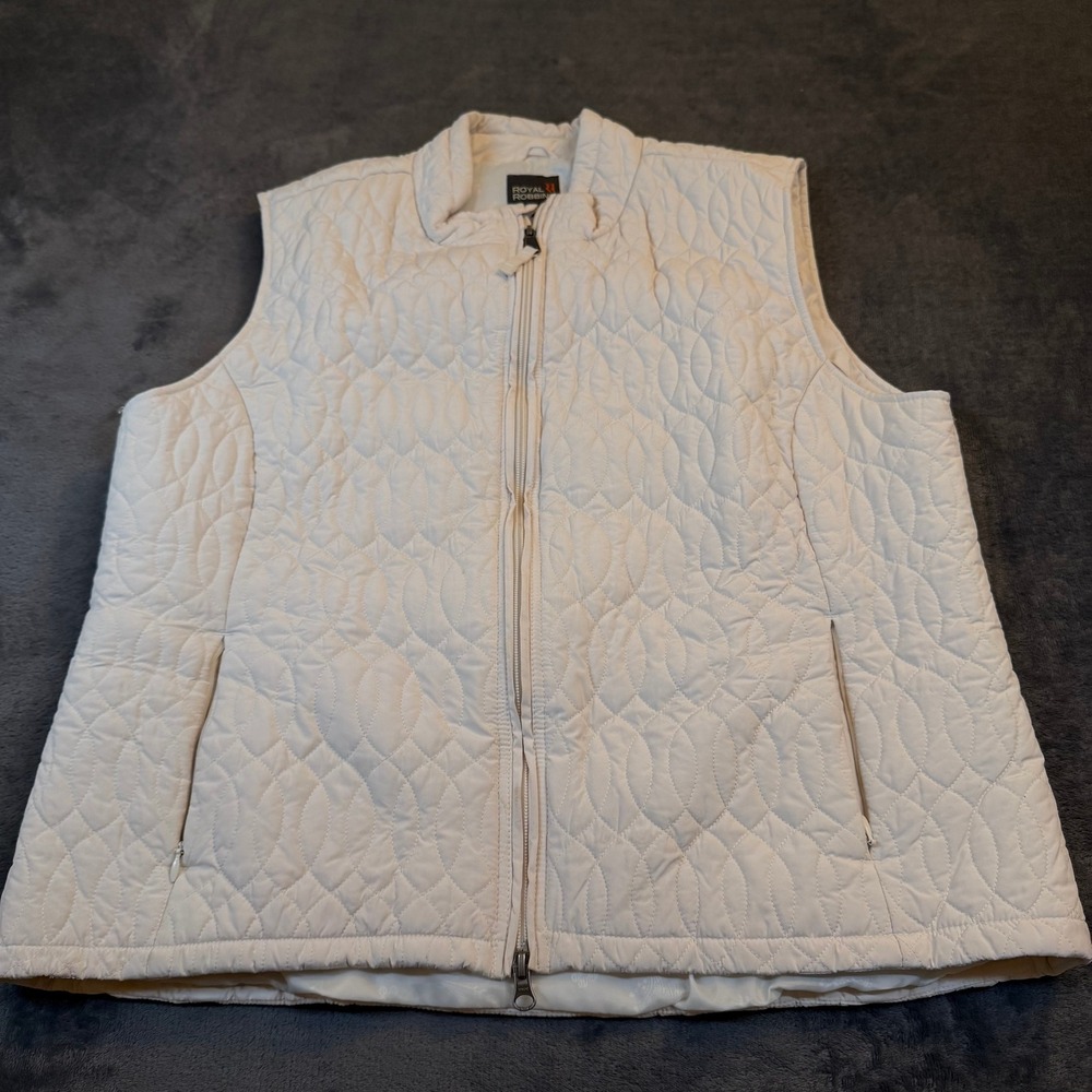 Royal Robbins Quilted Vest Womens Extra Large Cream Full Zip Pockets - Picture 3 of 9
